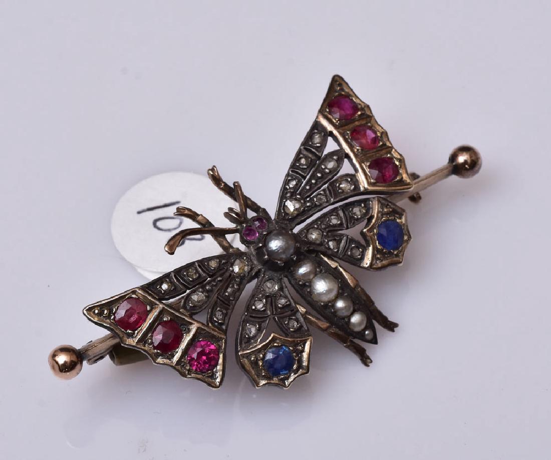 Pearl and Diamond Butterfly Brooch (1 of 1)