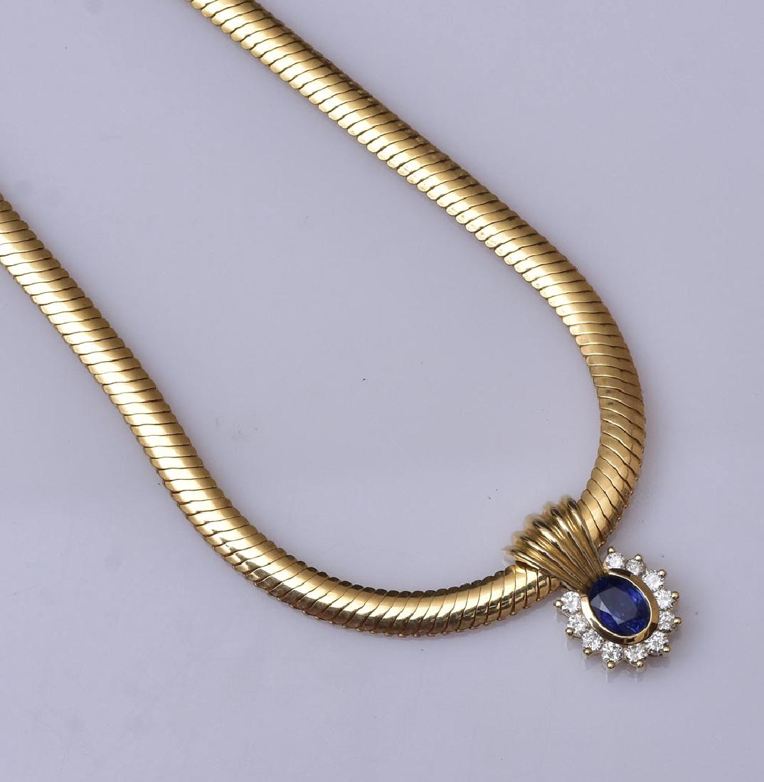 14k Gold Sapphire and Diamond Necklace (1 of 2)