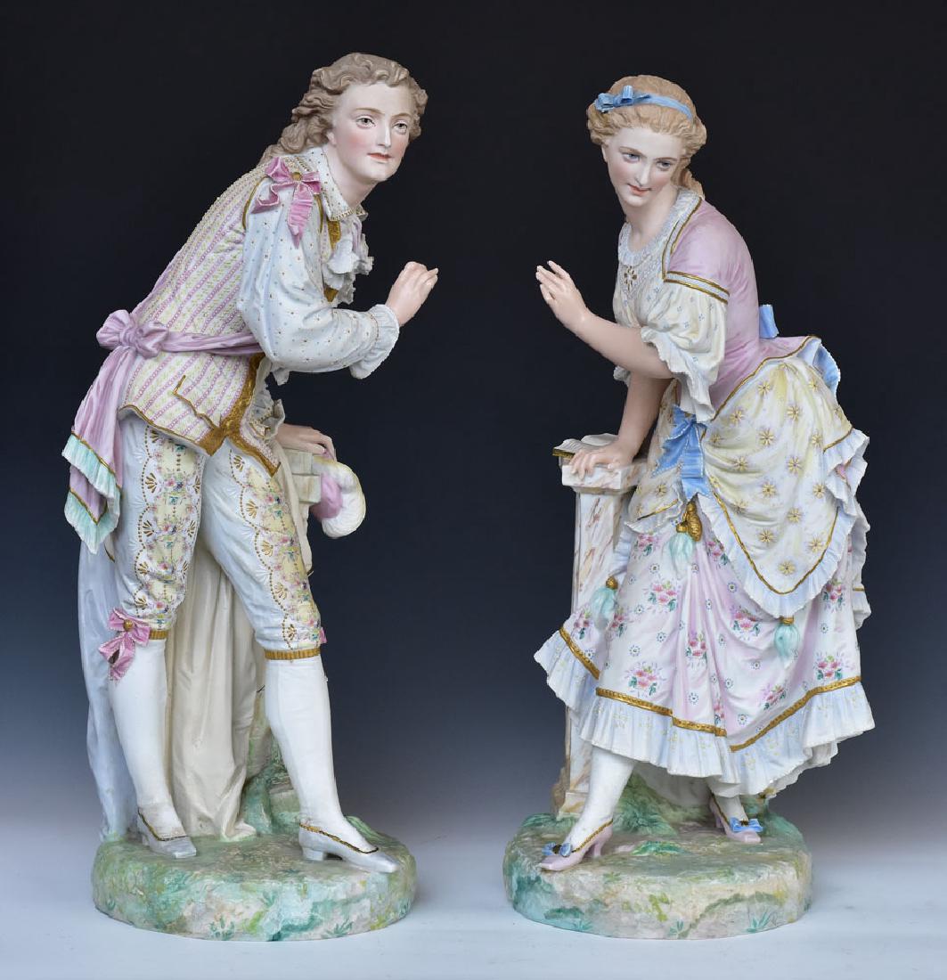 Pair of French Tinted Bisque Porcelain Figures (1 of 2)