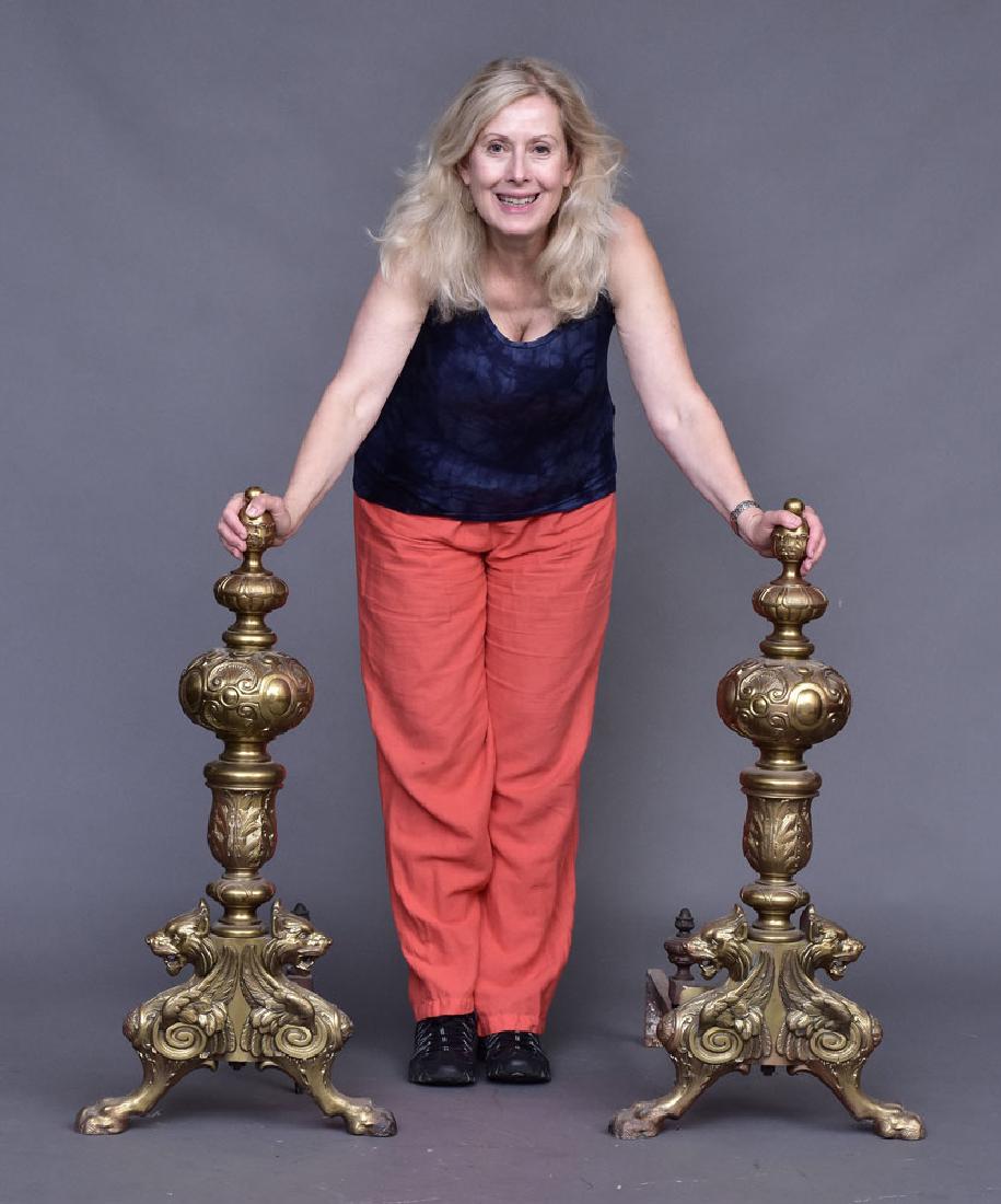 Pair of Renaissance Revival Bronze Andirons (1 of 2)