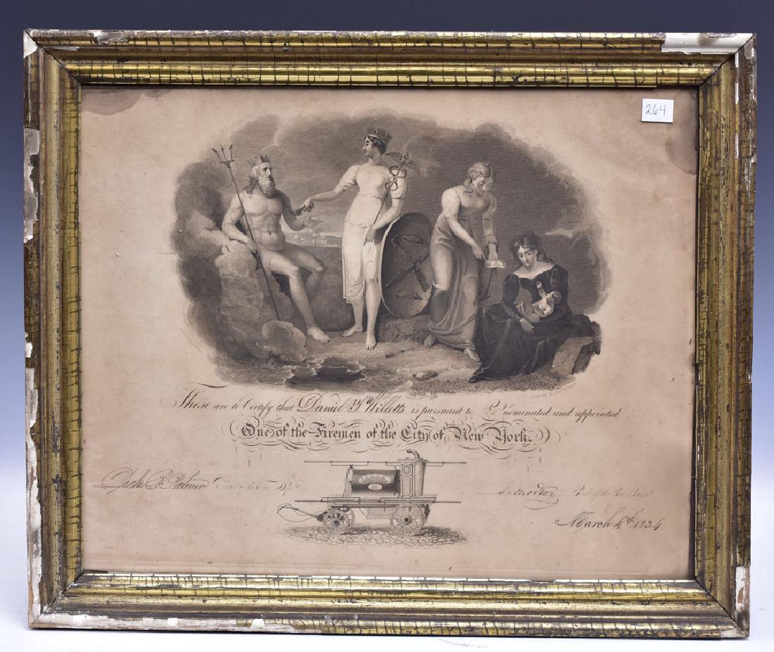 New York Fireman's Certificate 1834 (1 of 2)