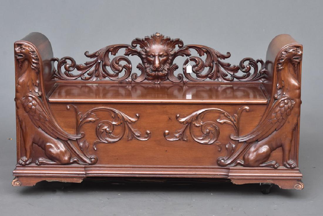 Victorian Mahogany Hall Bench (1 of 4)