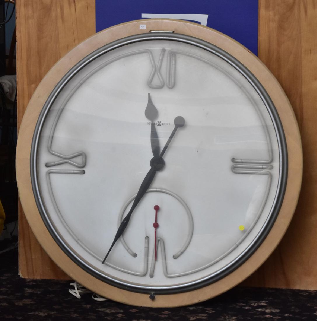 Large Howard Miller Neon Clock: 41 1/2" overall contemporary