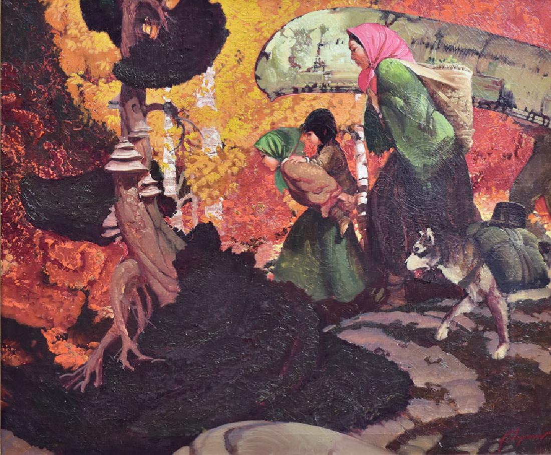 John Ford Clymer: On The Move 30" x 36" oil on canvas signed lower right