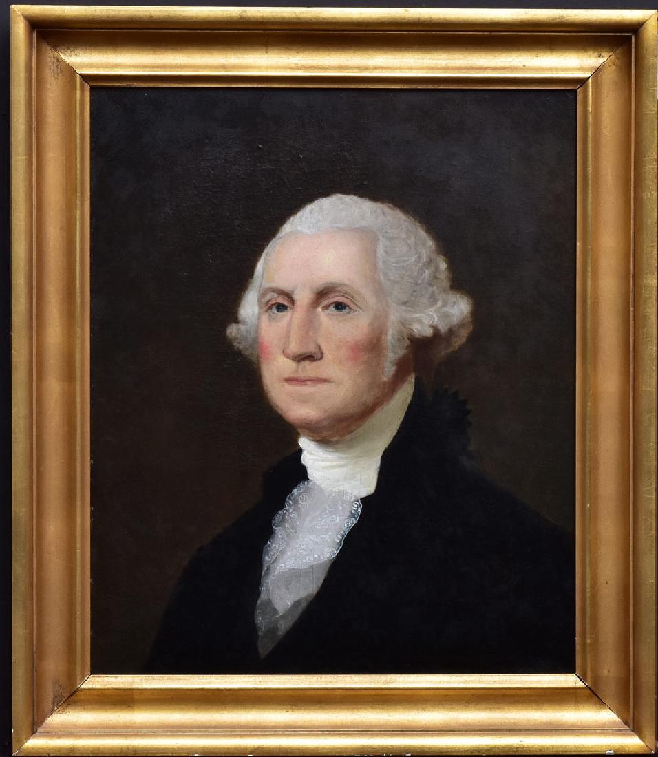 American School: Portrait of George Washington after Gilbert Stuart 25 1/2" x 21" oil on canvas unsigned