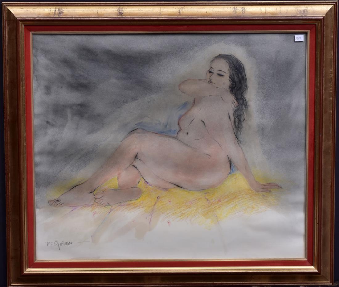 RC Gorman: Reclining Nude 23" x 27" pastel signed lower left