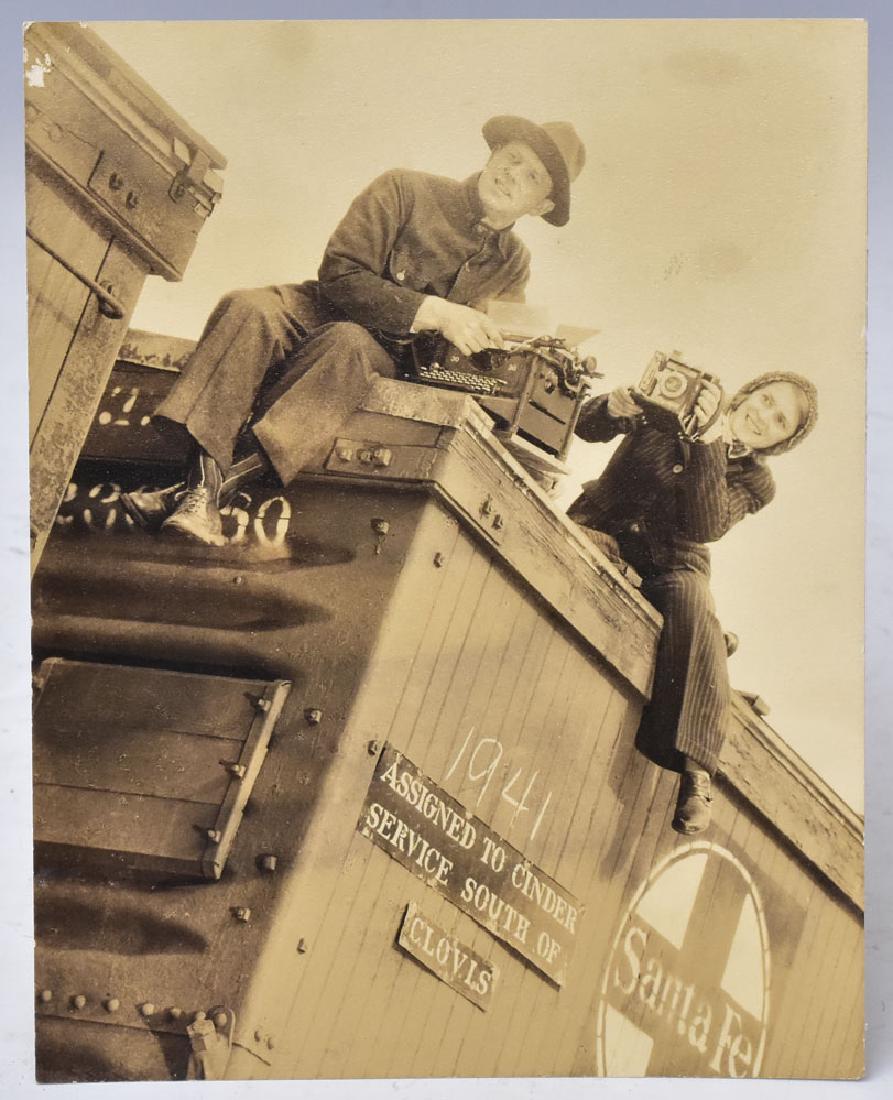 attributed to Margaret Bourke White: Journalist and Photographer on a Train Car 6 1/2" x 5" photograph unsigned