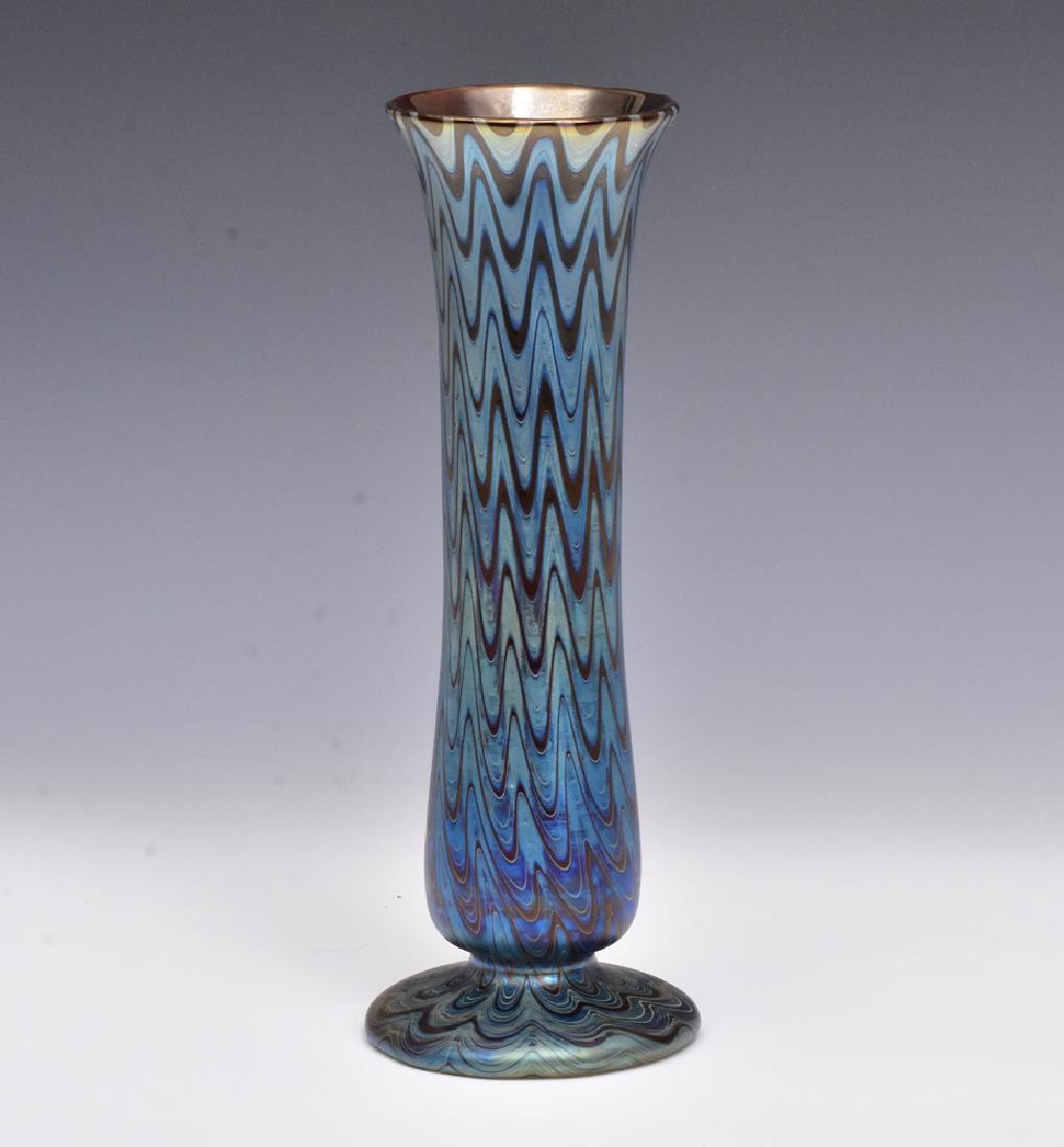 Loetz Art Glass Vase: 12 1/4" high possibly spurious signature etched on the base