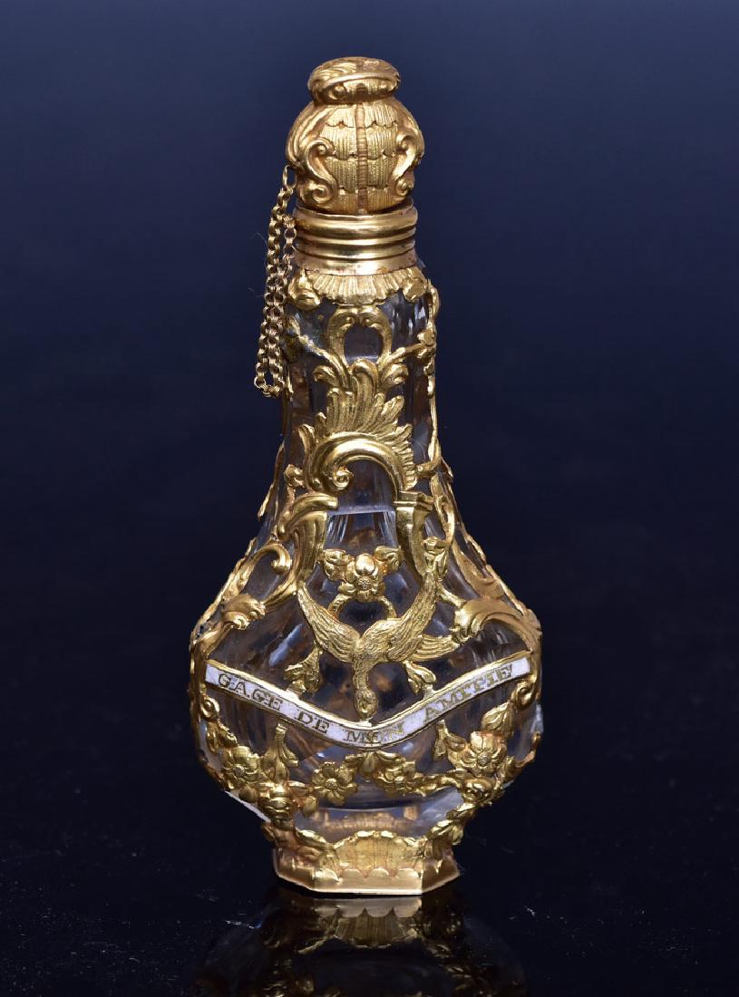 Louis XVI 18k Gold Mounted Crystal Scent Bottle (1 of 4)