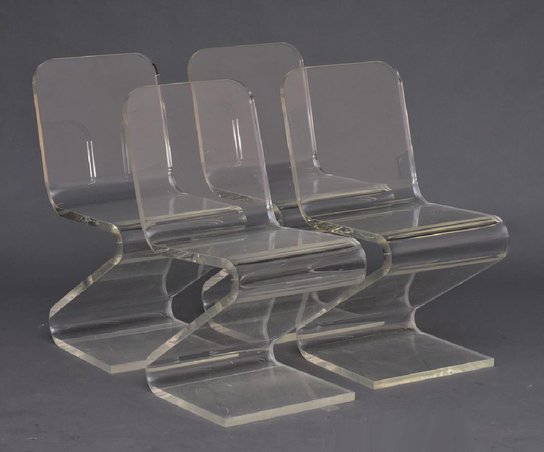 Set of Four Lucite Acrylic Zig Zag Z Chairs (1 of 1)