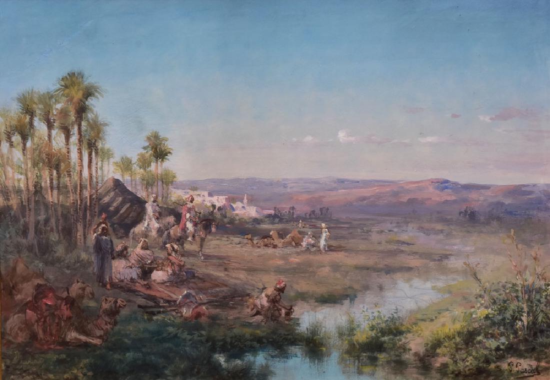 Paul Pascal: City's Edge 15" x 21 1/2" gouache signed lower right