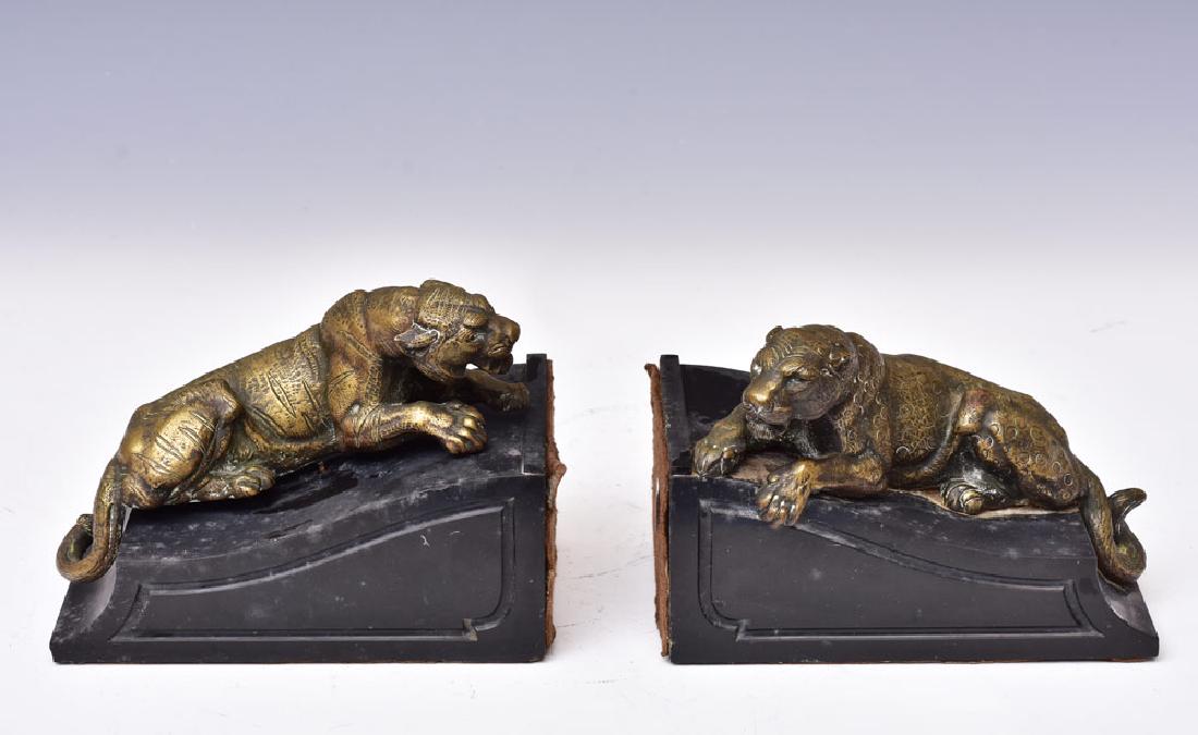 Pair French Bronze and Marble Bookends (1 of 2)