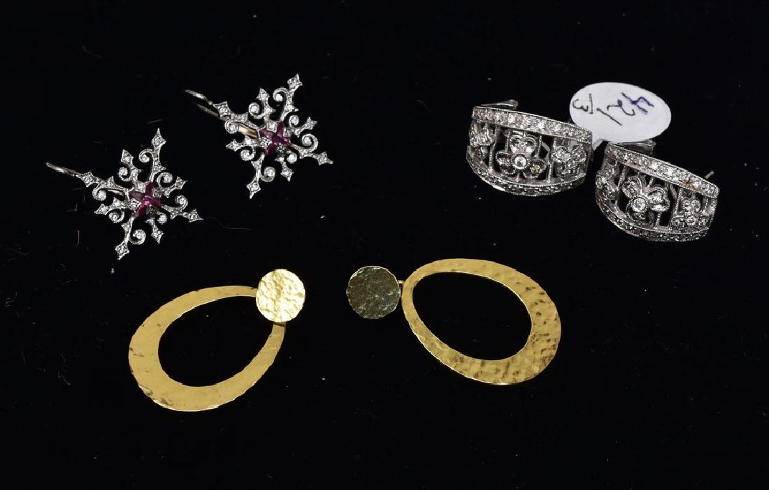 Three Pairs 14k Gold Earrings (1 of 1)