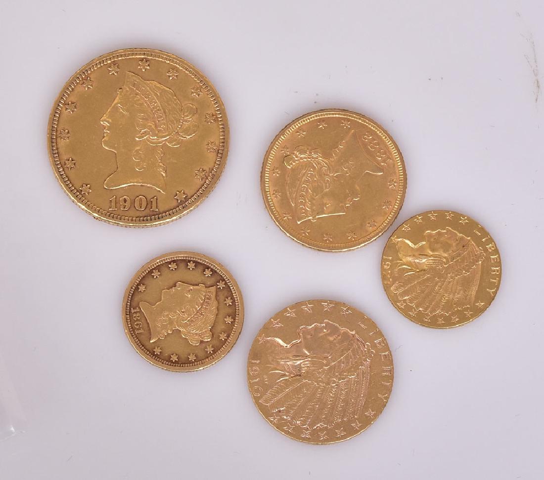 Five American Gold Coins (1 of 2)