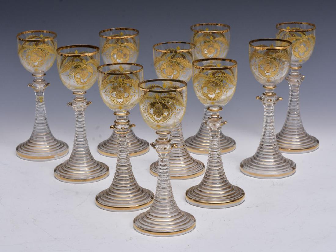 Set of 10 Rhomer Wine Glasses: 7 3/4" high early 20th century