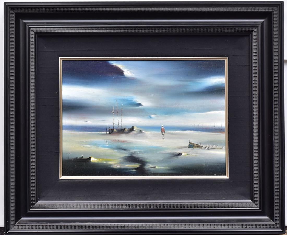 Robert Watson: Low Tide 10" x 14" oil on canvas signed lower right Maxwell Gallery label verso