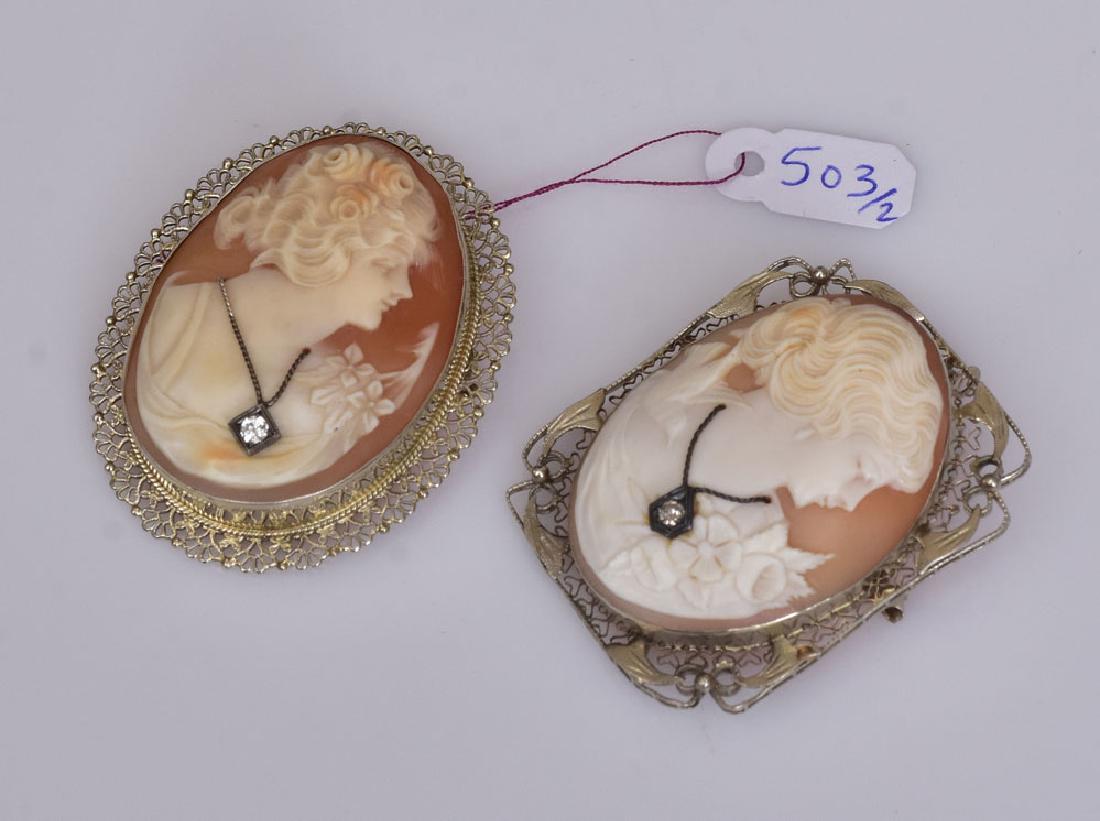 Two 14k Gold Cameo Brooches (1 of 1)