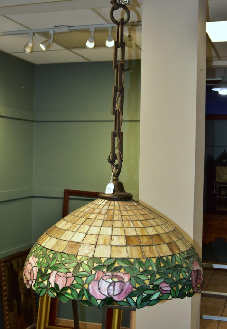 Leaded Glass Hanging Light Fixture (1 of 3)