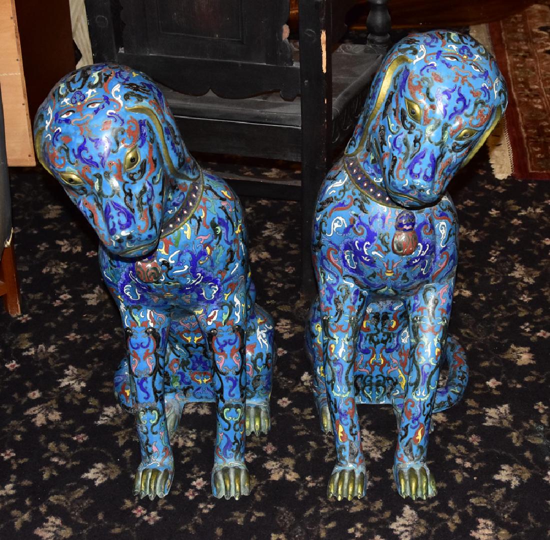 Pair of Chinese Cloisonne Standing Dogs (1 of 2)
