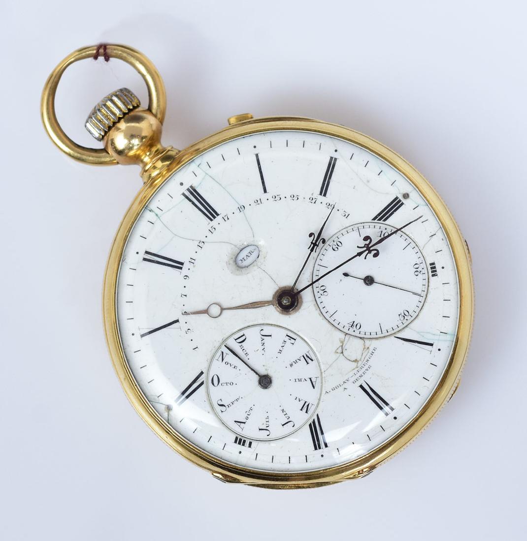 18k Gold Swiss Chronograph Pocket Watch (1 of 4)