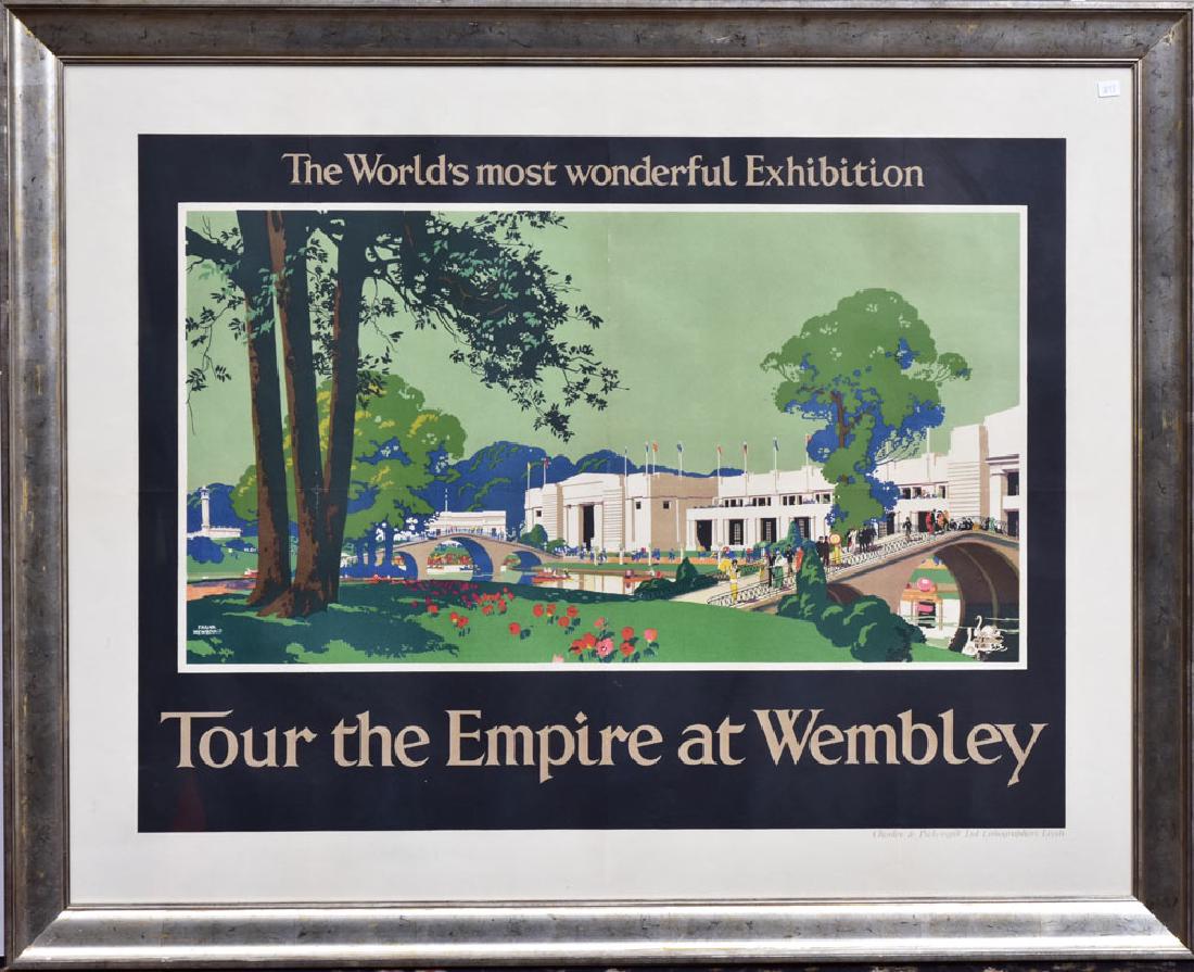 Tour The Empire At Wembley: The World's Most Wonderful Exhibition 35" x 44 1/2" (sight) by Frank Newbould printed by Chorley & Pickersgill, Leeds circa 1920