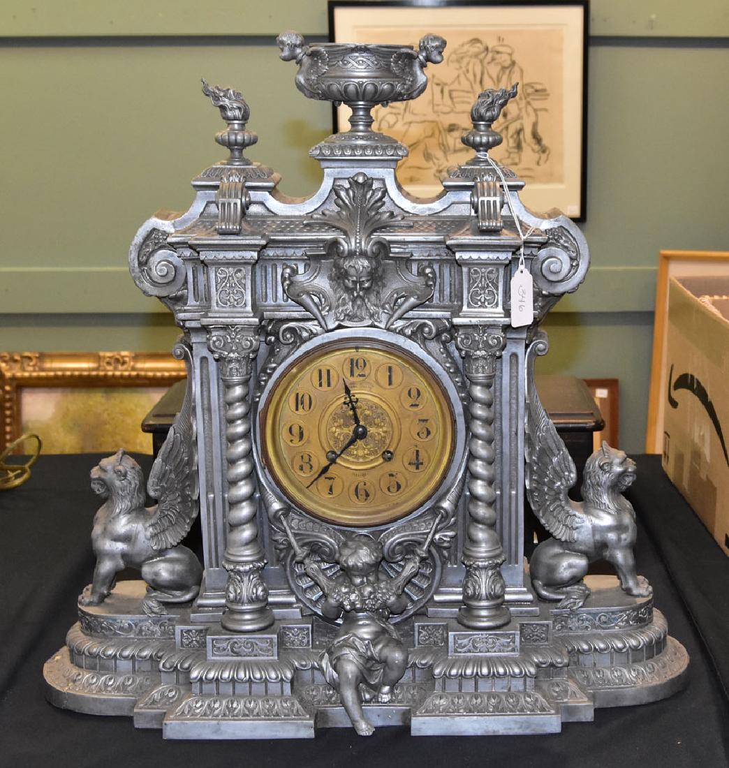 French Cast Metal Mantel Clock (1 of 1)