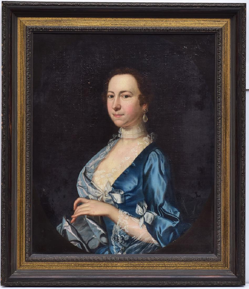 English School: Portrait Of Mrs. Milton 30 1/4" x 25" oil on canvas unsigned SHIPPING: Buyer is responsible for arranging 3rd party shipping.