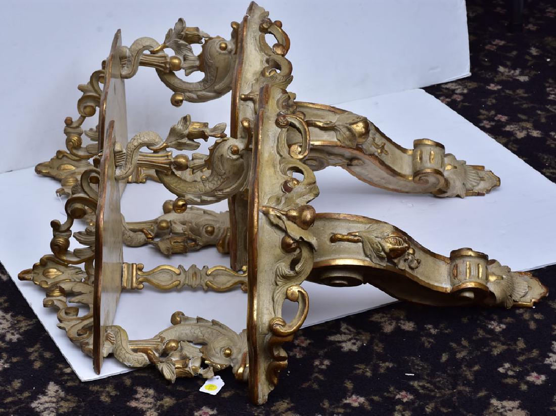 Pair of Paint Decorated Corner Shelves (1 of 3)