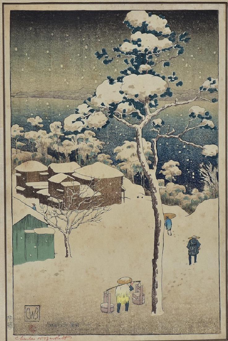 Charles W. Bartlett: Negishi 14" x 9" image monogrammed, titled and signed lower left