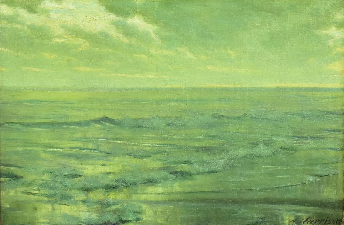 Thomas Alexander Harrison: Waves 16" x 24" oil on canvas signed lower right