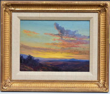 William Berra: Sunset Over Del Rio Plateau 9" x 12" oil on board signed lower right