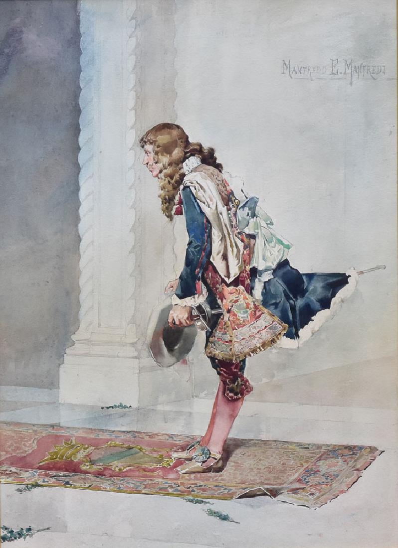 Italian School: At Your Service 21" x 15" (sight) watercolor signed 'Manfred E. Manfredi' upper right