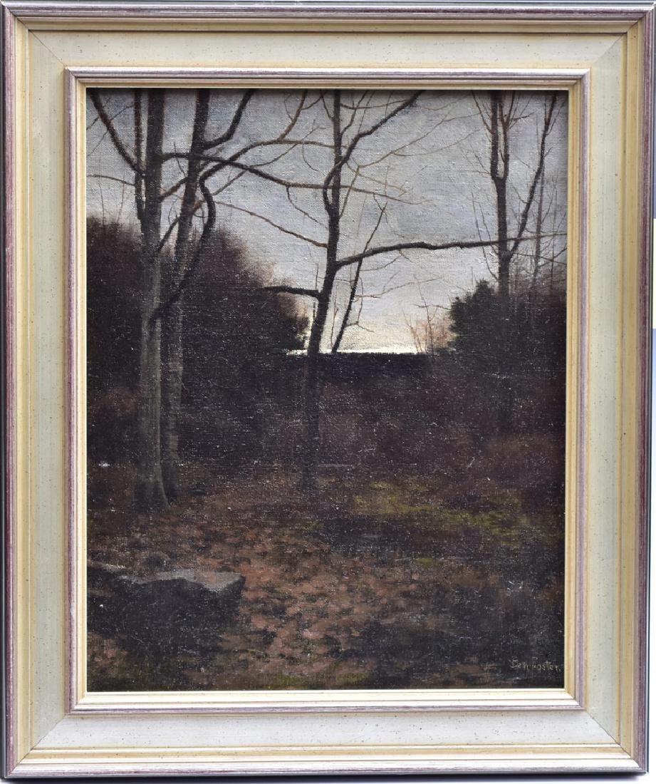 attributed to Ben Foster: Woods At Dusk 15" x 12" oil on canvas signed lower right