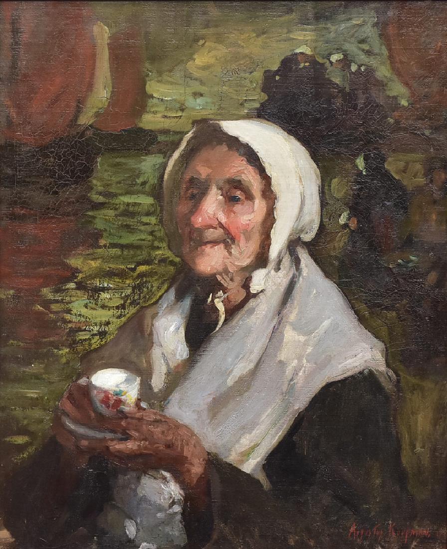 Augustus Koopman: Portrait Of Old Woman 27 1/2" x 22 1/2" oil on canvas signed lower right
