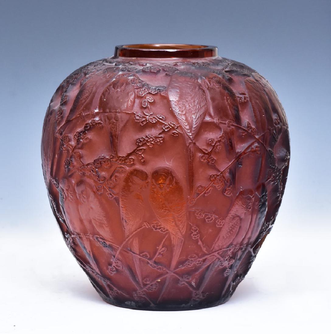 Lalique Red Perruches Vase (1 of 8)