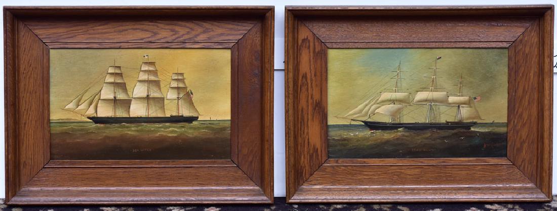 Brian Coole (2): Stag Hound together with Sea Witch both 9 1/2" x 15" oil on panel both titled center and signed lower right