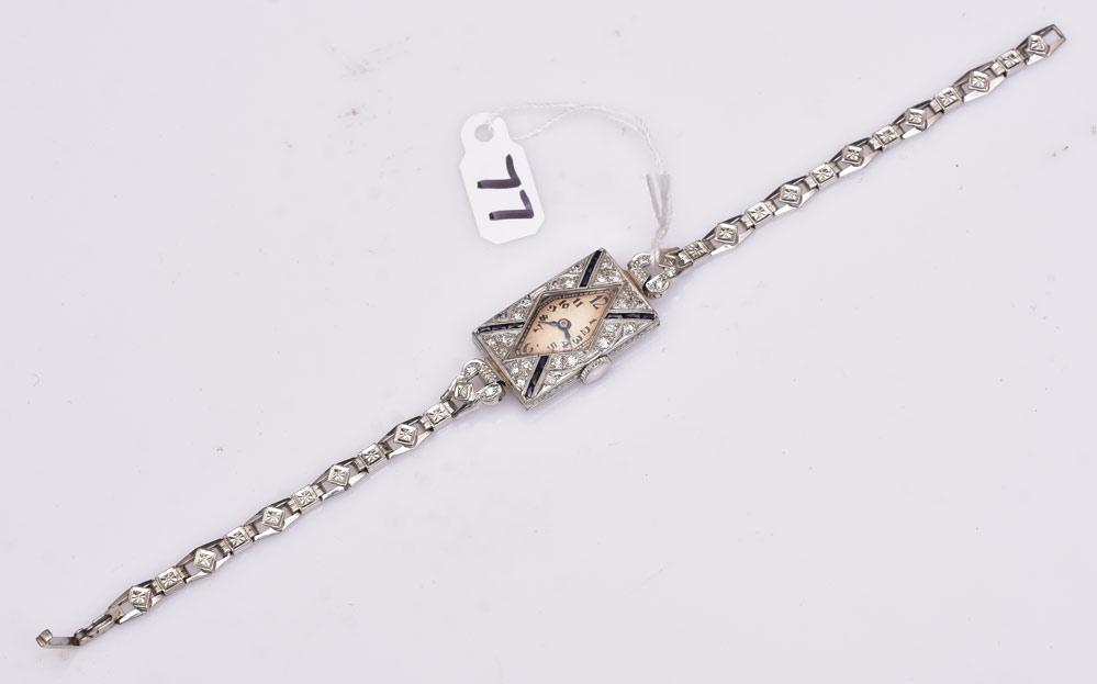 Edwardian 14k Gold Diamond Ladies Watch: 6 3/4" long, 11.1 dwt gross