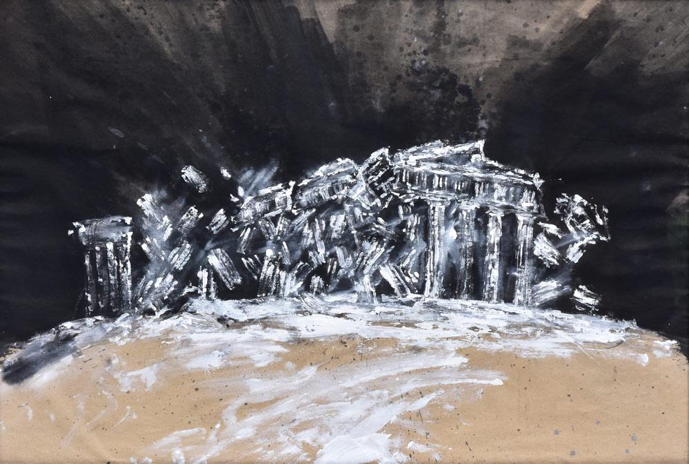 Konstantin Kakanias (2): Les Ruines Des Plus Beaux Monuments De La Grece both 22 3/4" x 34" (sight) oil with arabesque artist identified on label verso