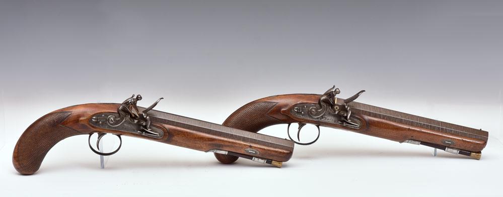 Pair of English Flintlock Dueling Pistols (1 of 9)
