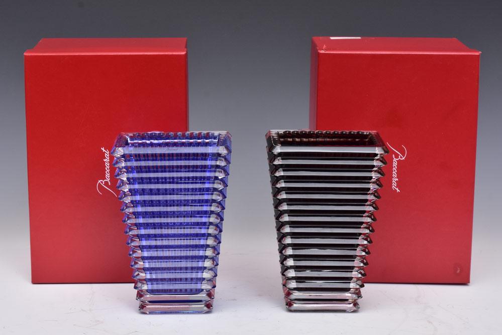 Baccarat Crystal Rectangular Eye Vases (1 of 1)