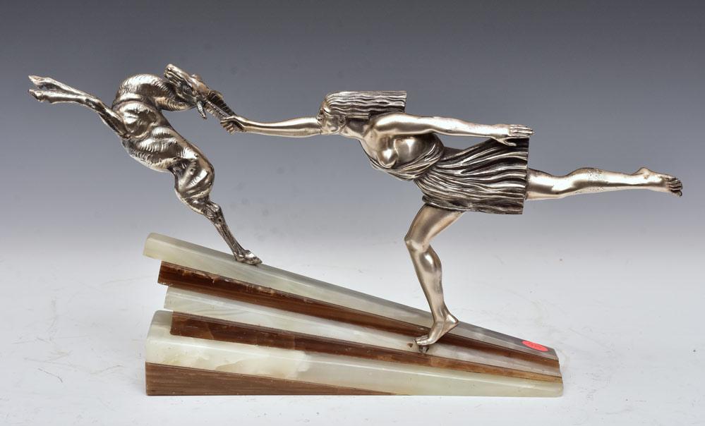 Art Deco Silvered Bronze Sculpture (1 of 2)