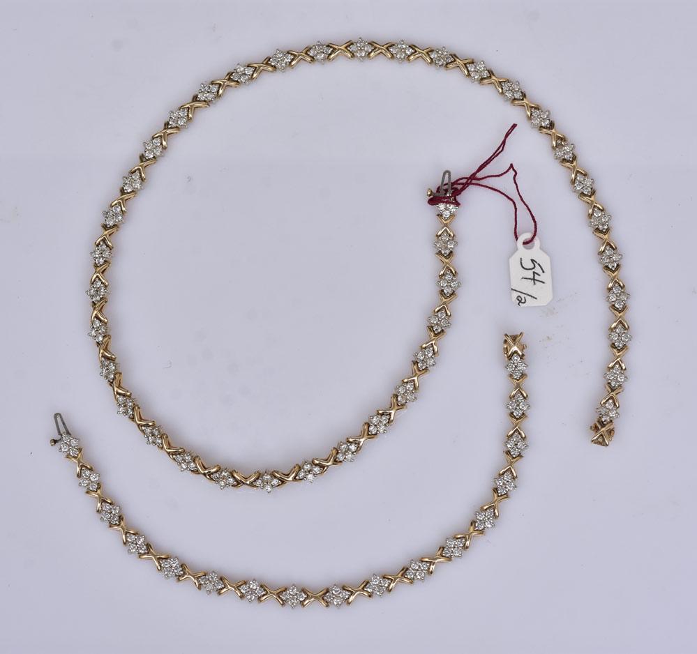 14k Gold Diamond Necklace and Bracelet Set (1 of 2)