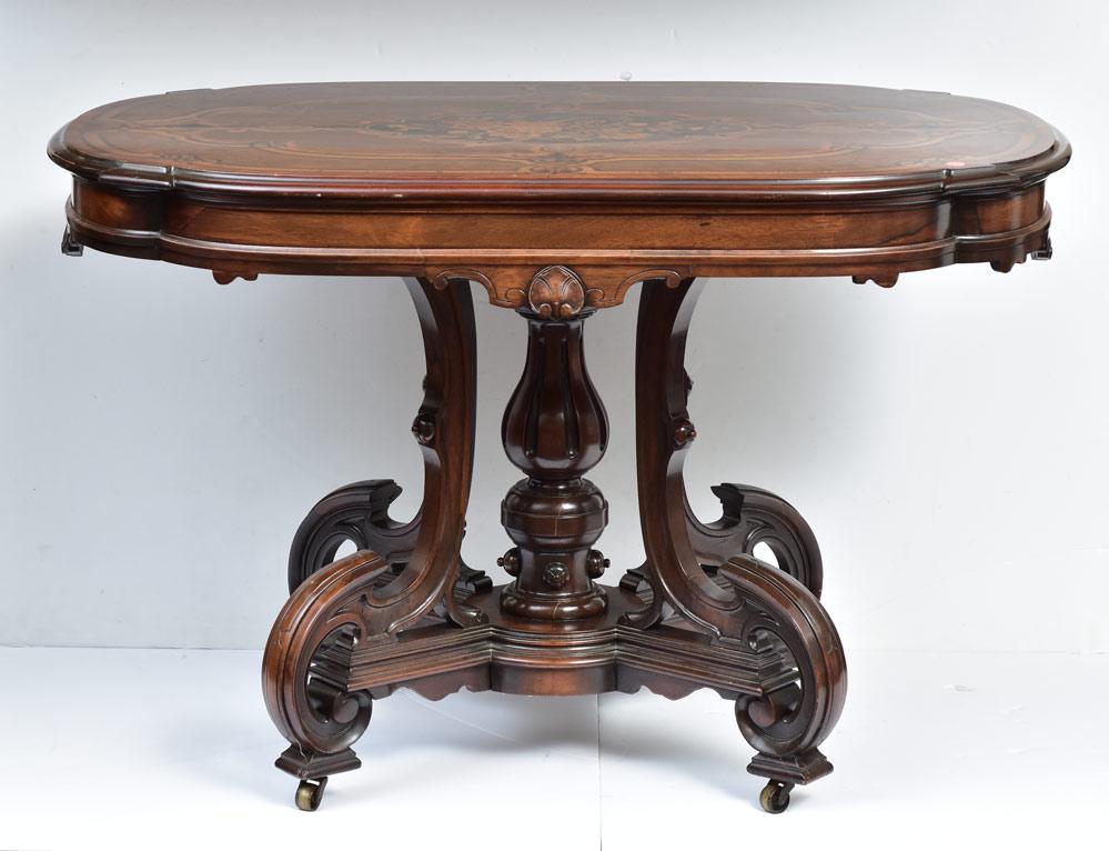 Victorian Rosewood Inlaid Center Table (1 of 3)