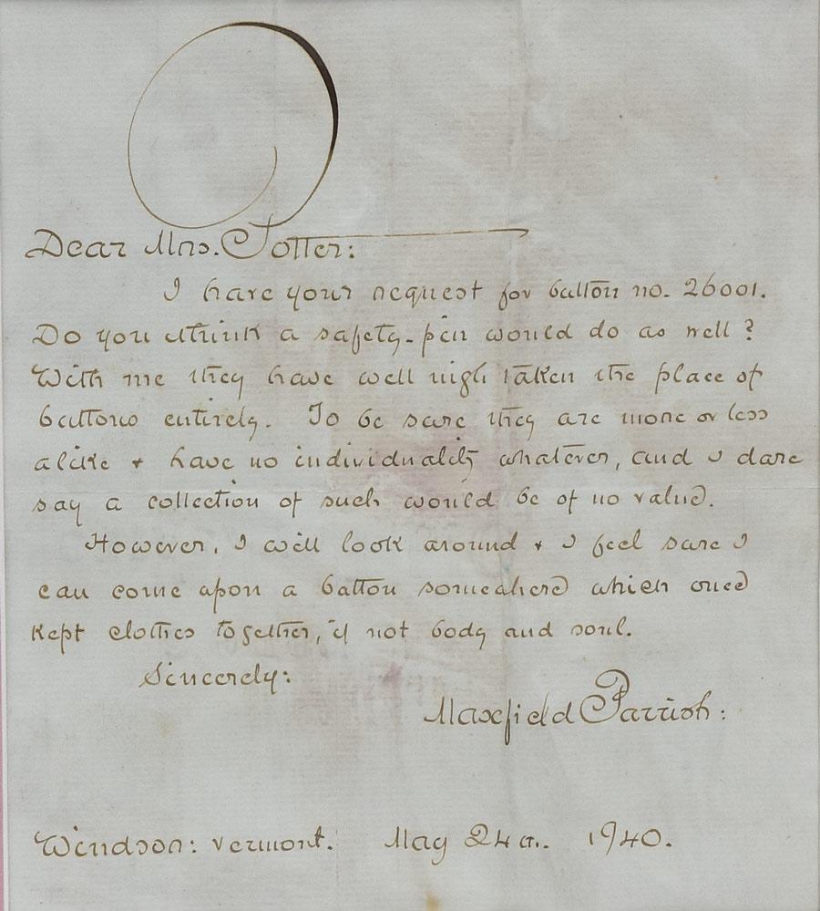 Maxfield Parrish Handwritten Letter (1 of 2)