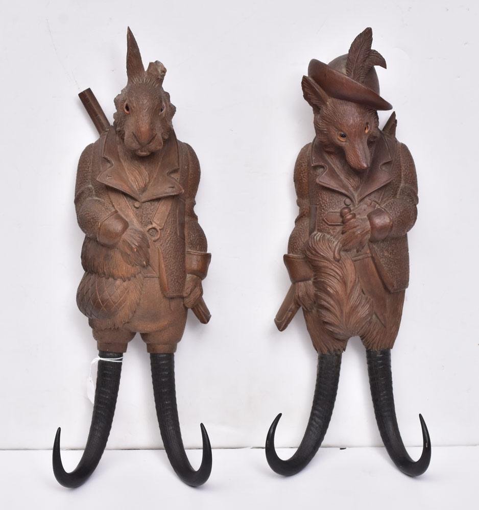 Black Forest Carved Wood Musical Coat Hooks (1 of 3)