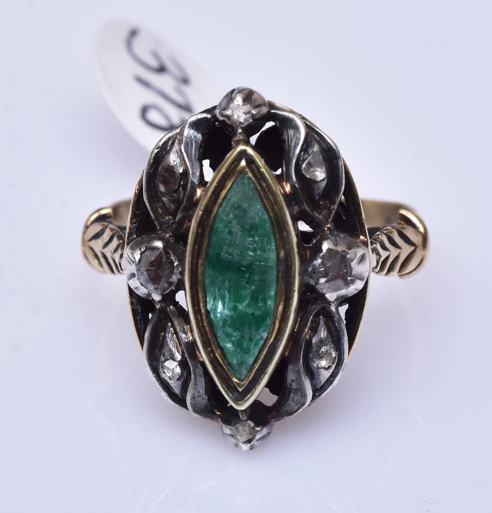 14k Georgian Emerald and Diamond Ring (1 of 2)