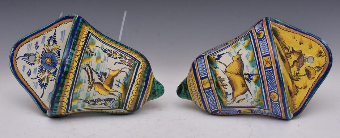 Pair of French Faience Pottery Wall Pockets (1 of 1)
