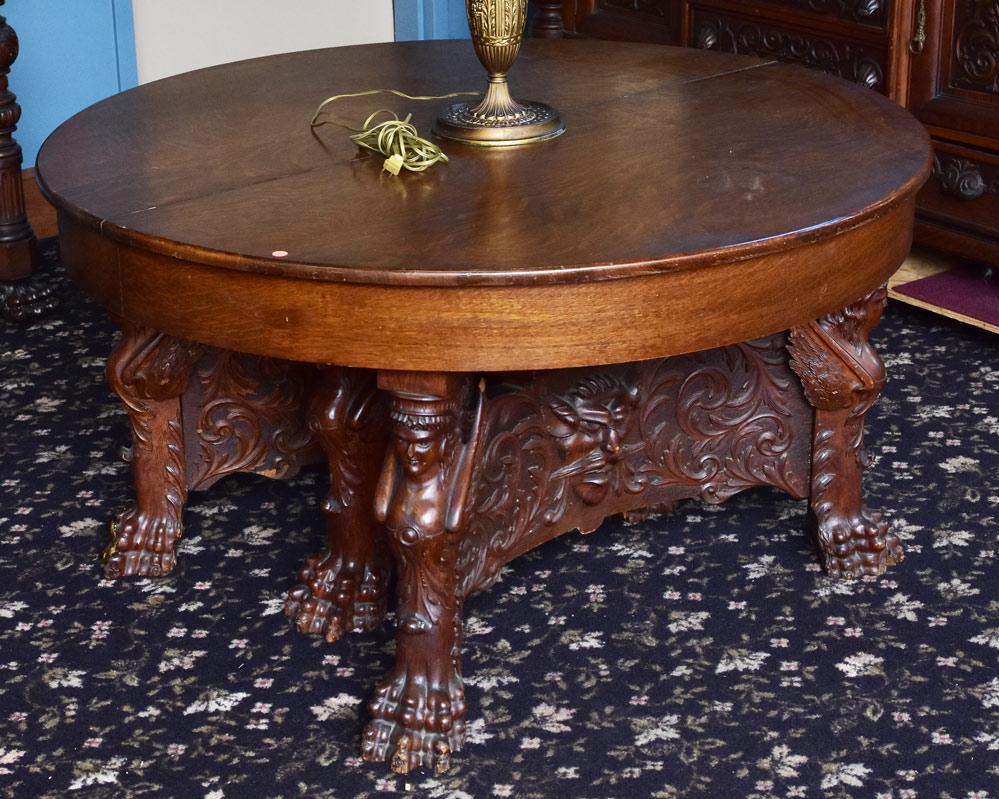 Victorian Carved Oak Dining Table (1 of 4)