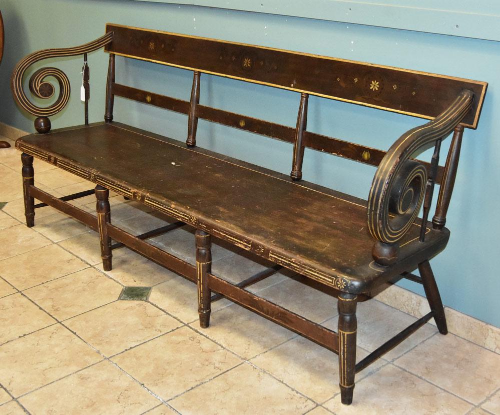 Sheraton Paint Decorated Deacon's Bench (1 of 7)