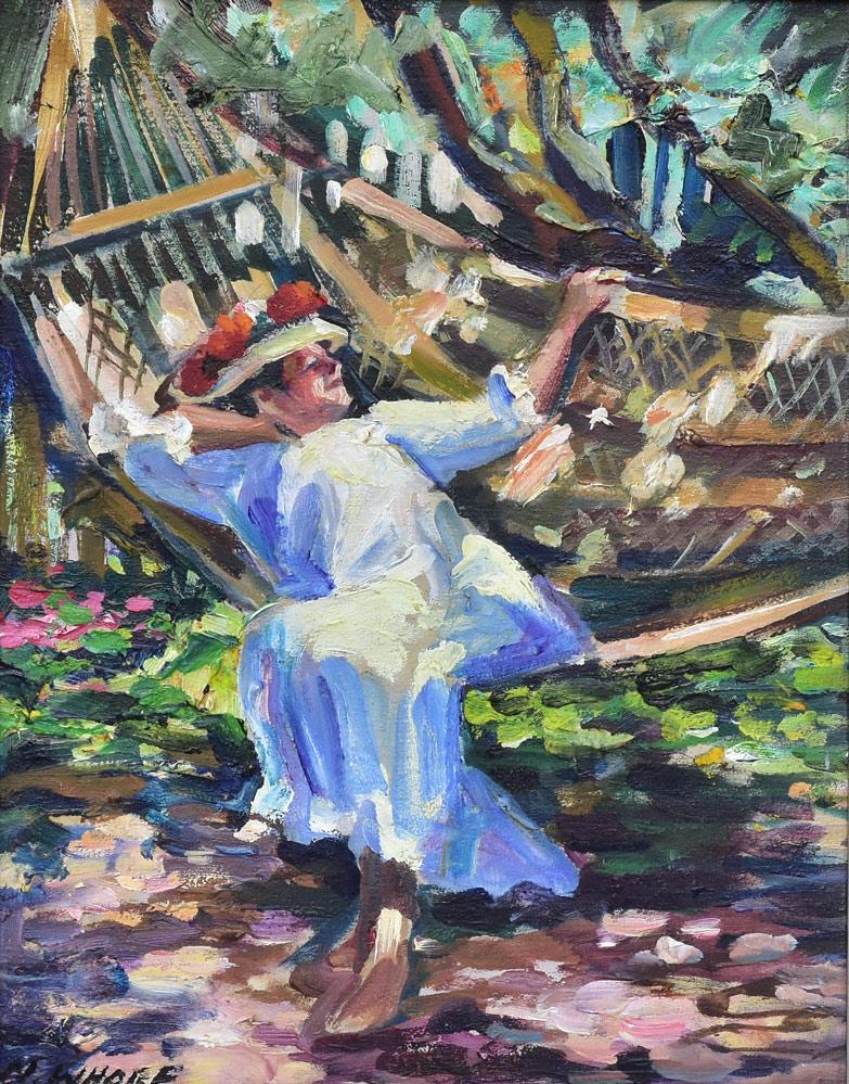 Nancy Whorf: Summer Respite 14" x 18" oil on board signed lower left
